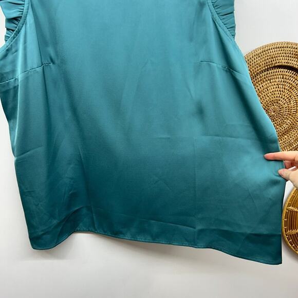 NEW Maurices Blue Satin Ruffle Blouse Tank Top Plus Size XXL - Picture 4 of 5